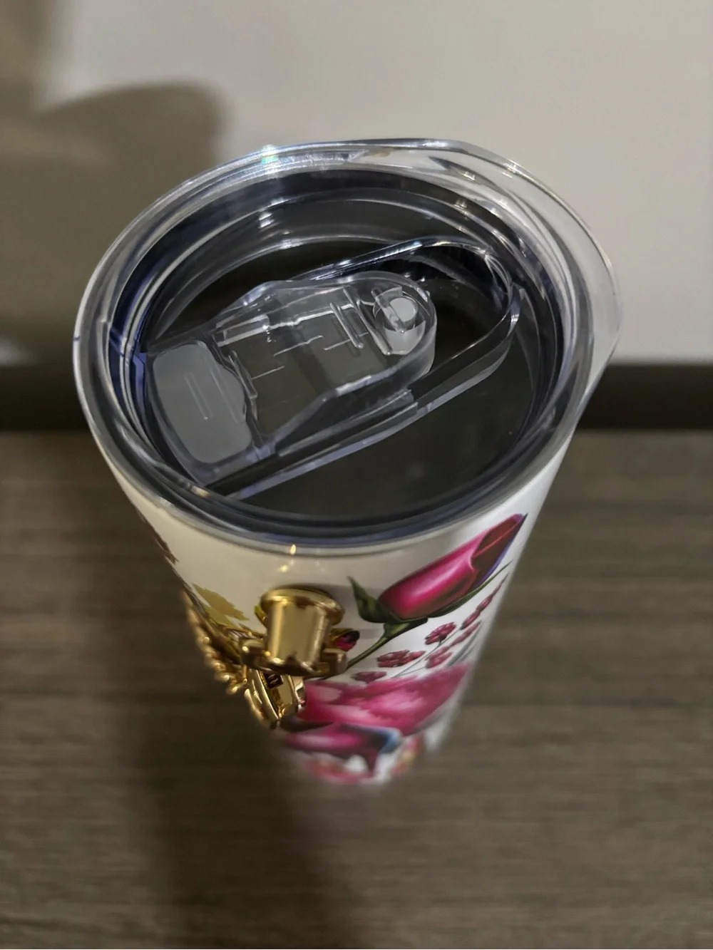 Hand Made Pink Floral & Gold Crown Tumbler
